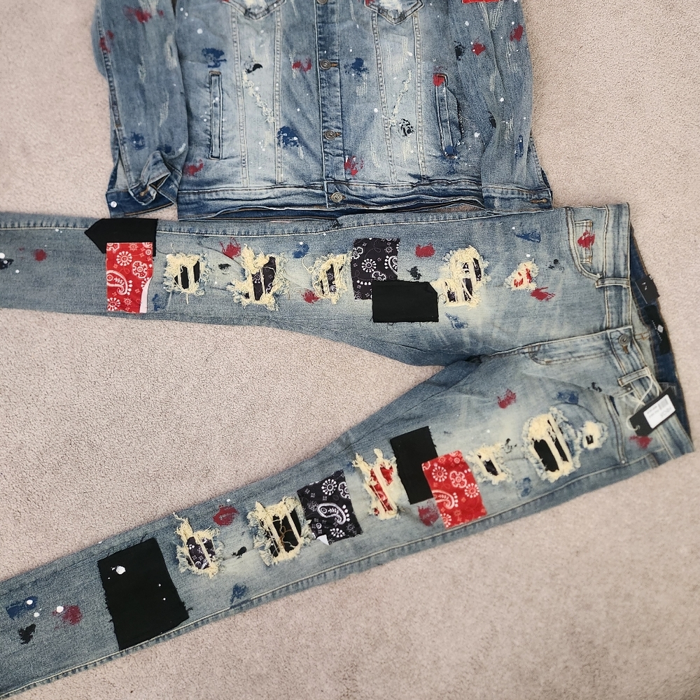 Men ♥️Ripped Jeans Set New♥️ Fastshipping - Picture 2 of 2